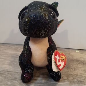 Ty Glittery Black and Cream Dragon Plush